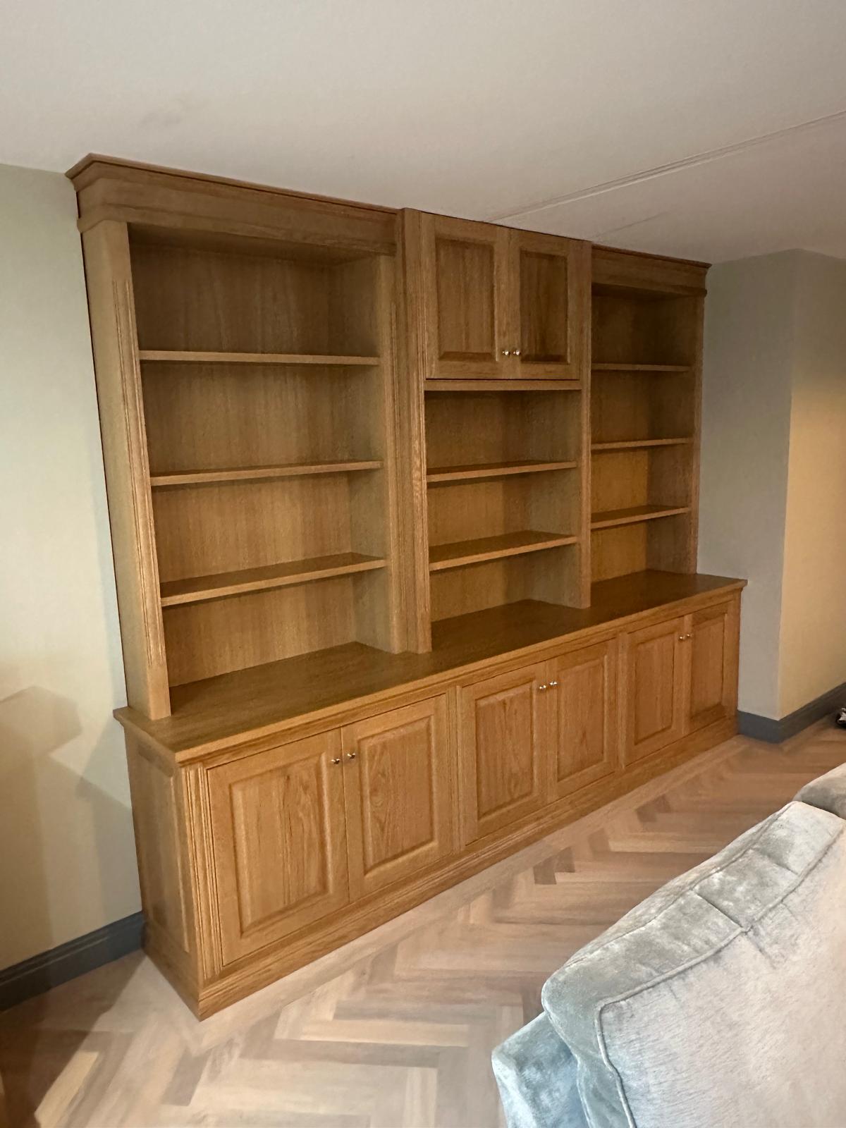 Misura Joinery custom joinery — bespoke oak bookcase and library unit hand-built to order